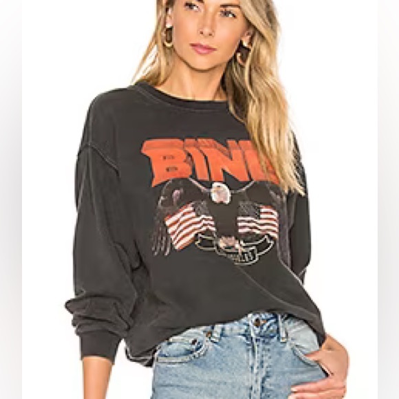 NWOT Anine BING Vintage eagle washed cotton Sweatshirt (Size large) - Picture 5 of 10